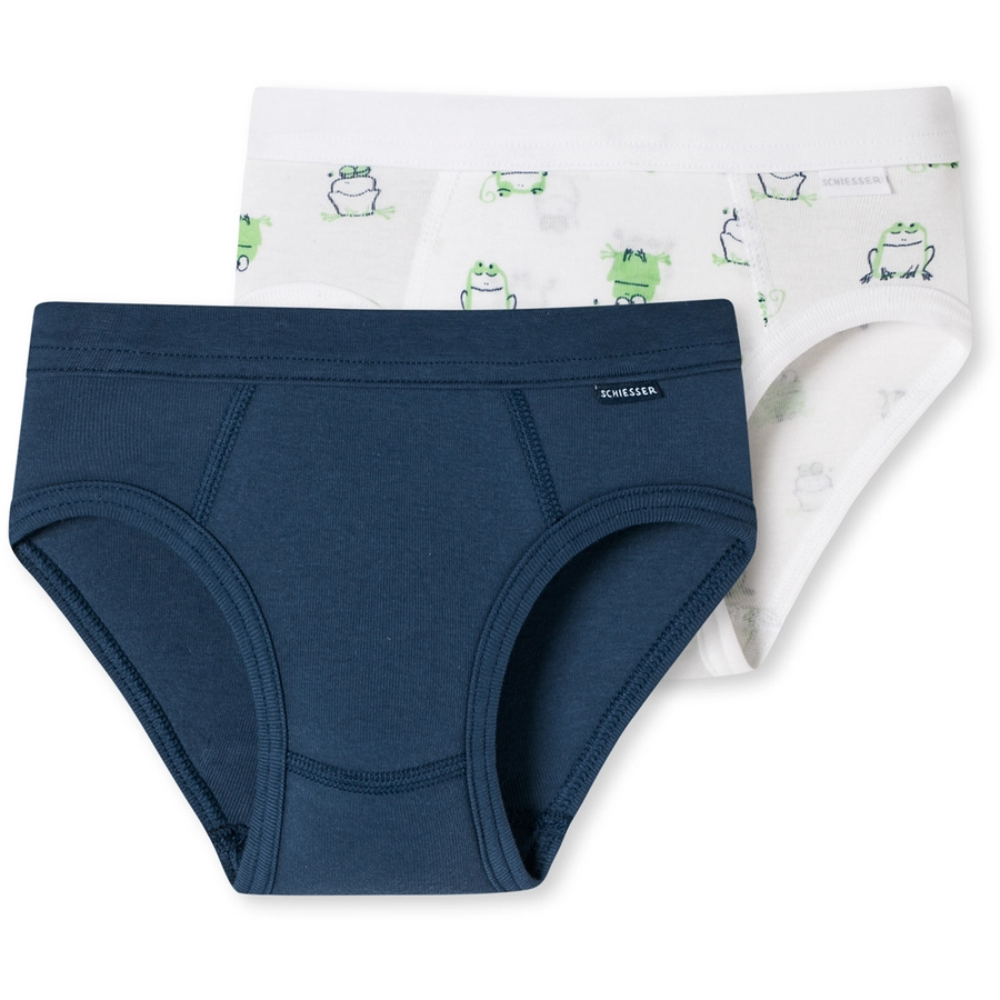 Schiesser Slip Fine Rib Organic Cotton weiß, blau