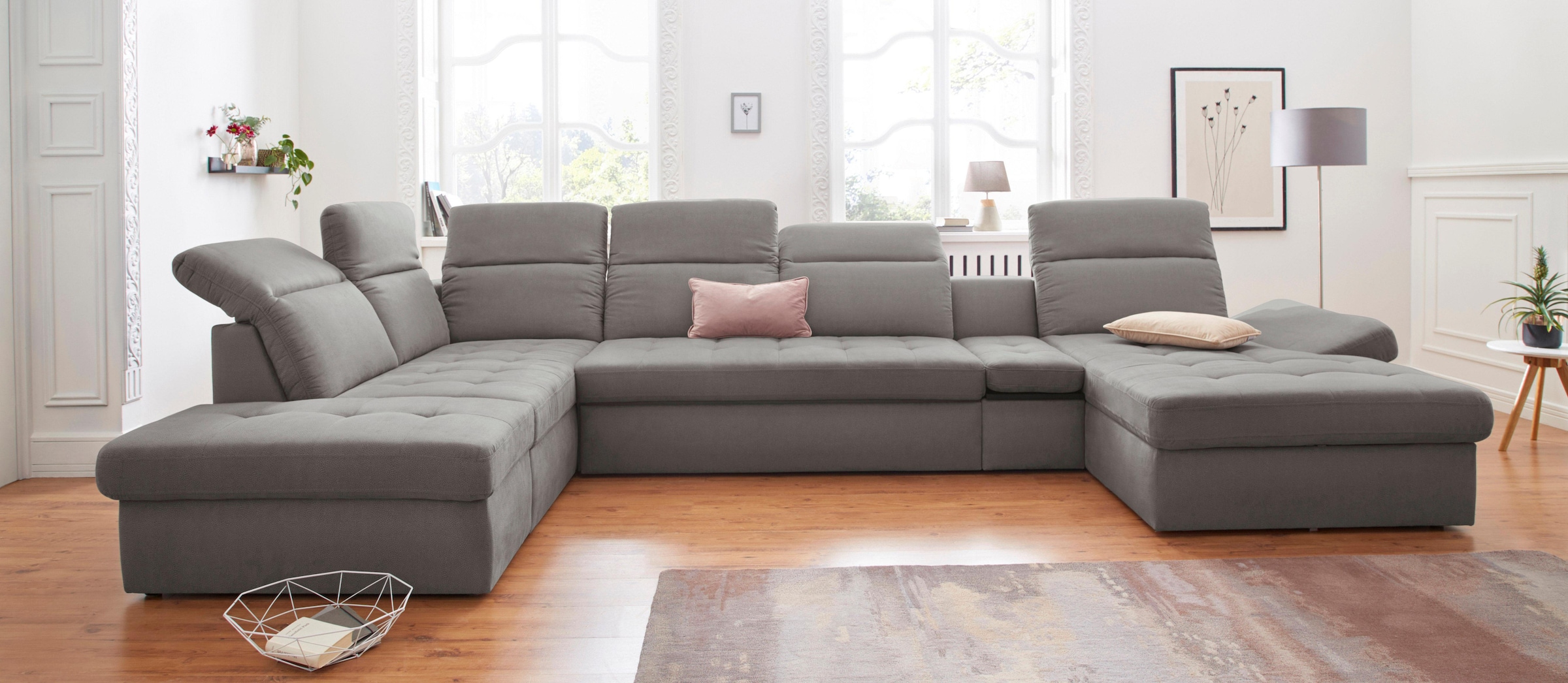 sit&more Wohnlandschaft »Stardust U-Form« inklusive Kopfteilverstellung, Armlehnenfunktion und Tischelement