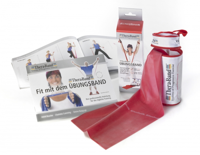 Übungsband in RV-Tasche 2,50 m, mittel stark - 1 Band - Rot