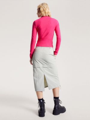 Blusa de gola alta com zíper e modelagem justa