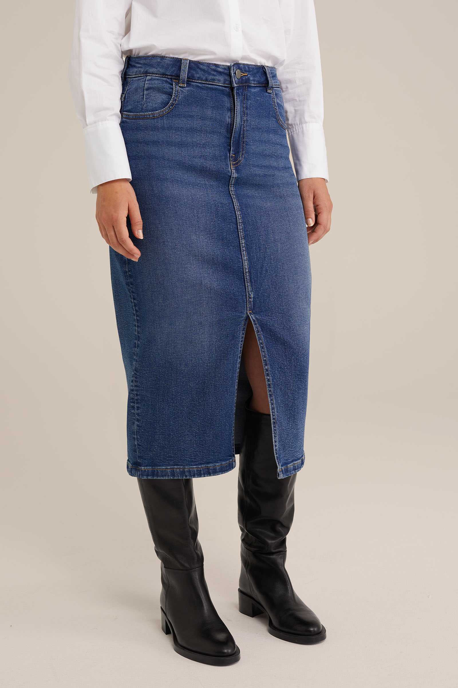 high rise denim rok Blue Ridge Donkerblauw