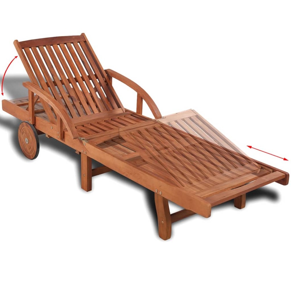 Transat chaise longue bain de soleil lit de jardin terrasse meuble d'extérieur bois d'acacia solide