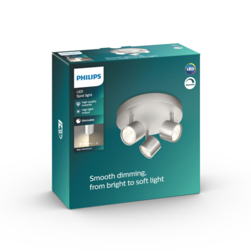 Philips triospot Star aluminium - Incl 3X LED 3W dimbaar