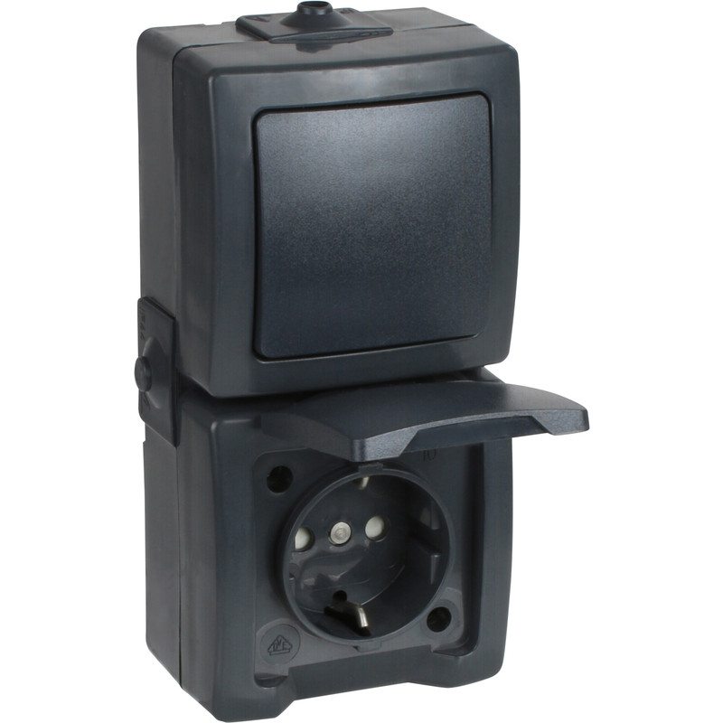 Kopp Nautic combinatie WCD/wissel RA KV opbouw spatwaterdicht Mat antraciet IP44 verticaal