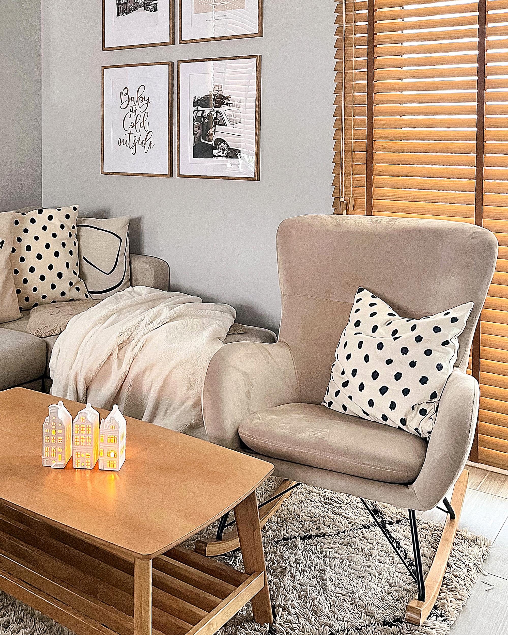 Schommelstoel ELLAN Fluweel Beige