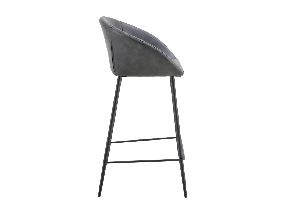 Lot de 2 tabourets de bar en simili gris foncé ACHILLE - HAPPY GARDEN