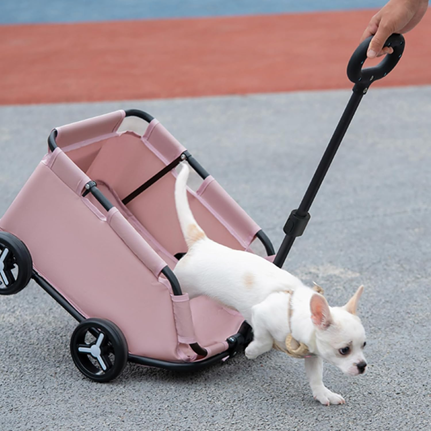 (53x46cm) Haustier Reise Trolley Transport Wagen mit Rollen für Hunde / Katzen - Grau