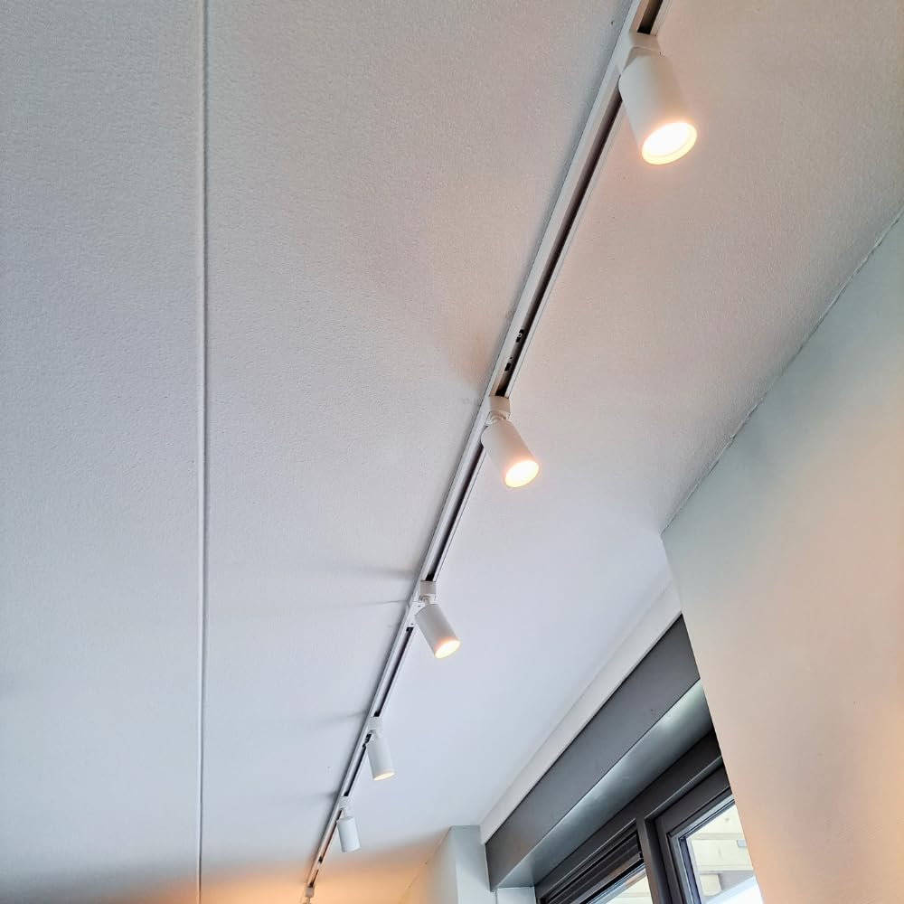 Qub FOCUS III – Spotbalken, 5-flammig – Schienensystem für Innenbeleuchtung, Komplett-Set mit 5 Spots für GU10 Leuchtmittel und 2 Schienen à 1 m = 2 m – Weiß