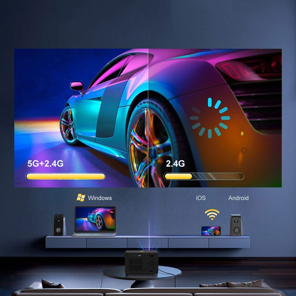 Multimedia LED Projektor Beamer 150 ANSI Lumen Heimkino HDMI Full-HD 1080p / USB / HDMI / AV-Eingang / LAN mit AirPlay   Miracast (iOS/Android)