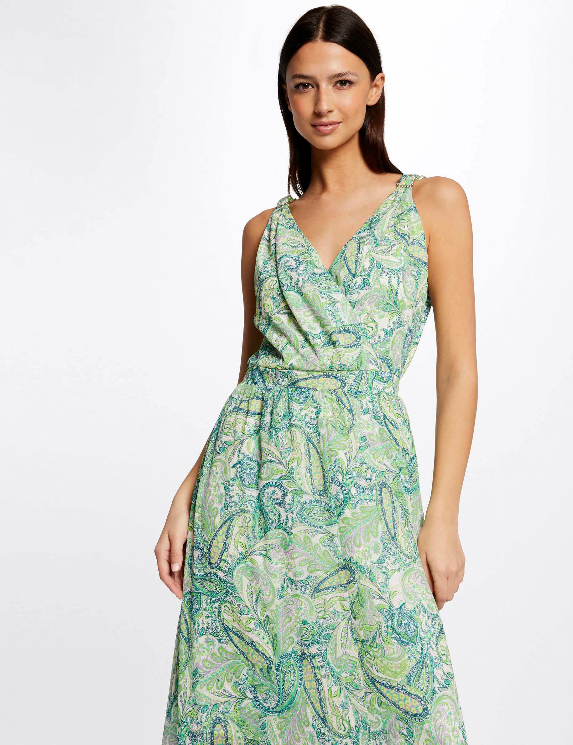 Robe longue évasée imprimé cachemire multico femme - multico