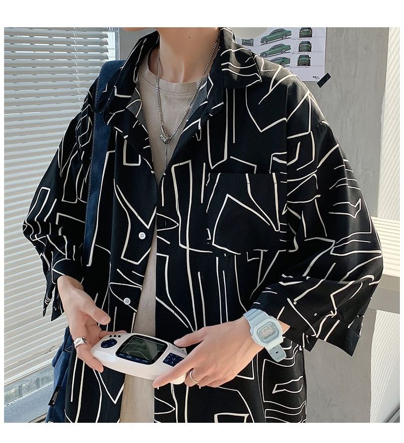 Andrei - Set: Elleboogmouw bedrukt shirt + shorts