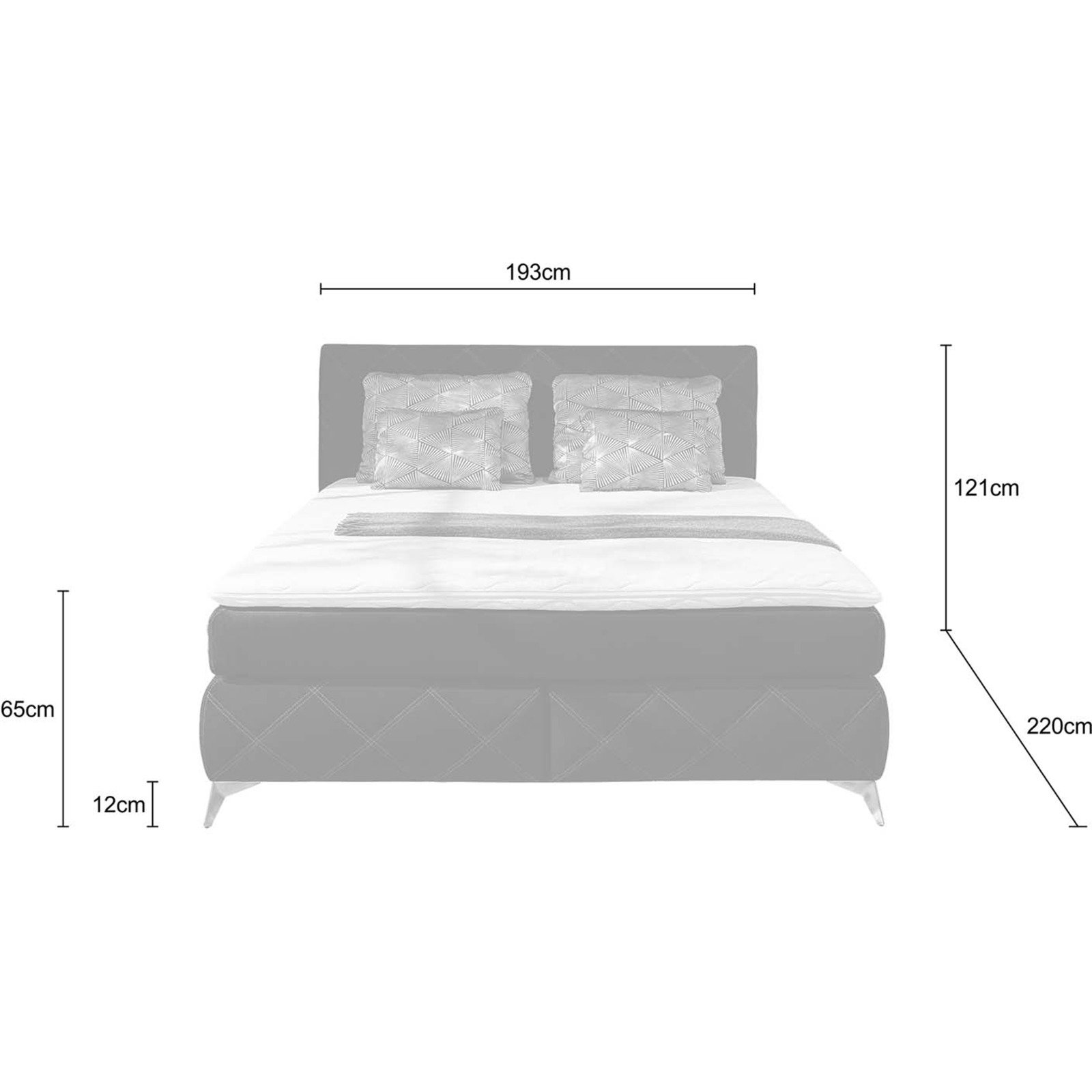 Boxspringbett Lin, Stoff schwarz, 180 x 200 cm