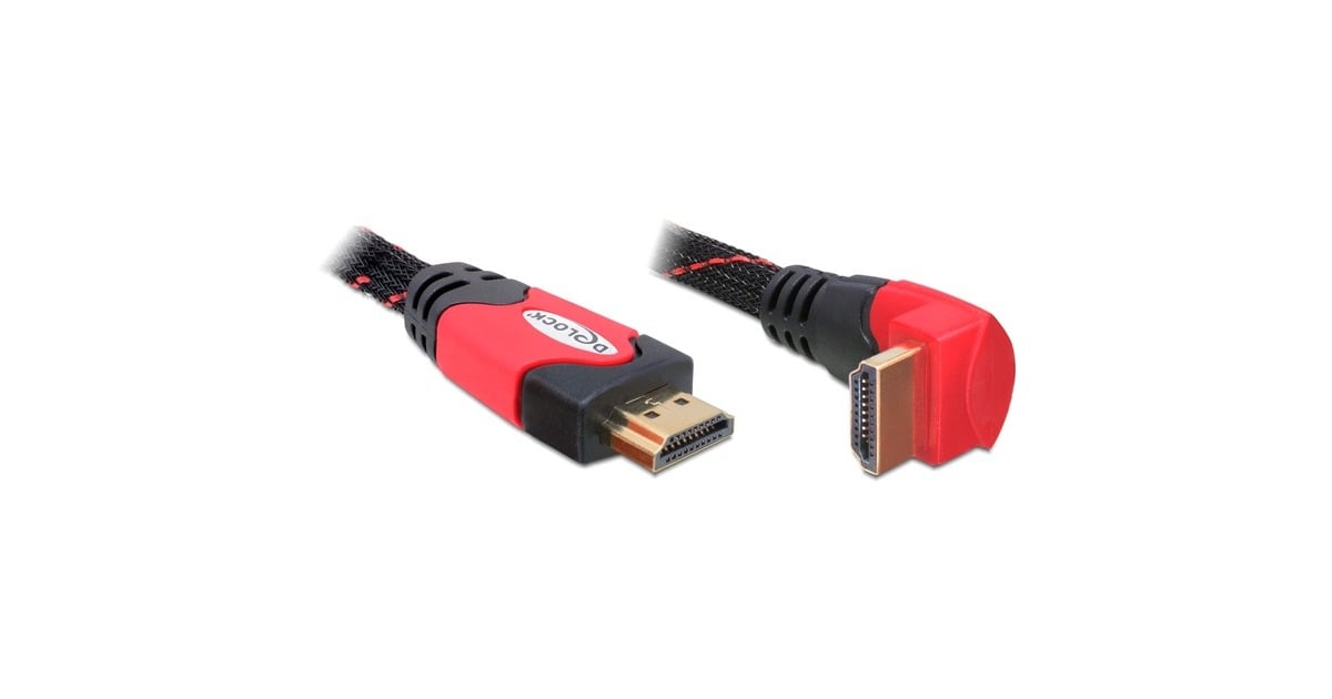 DeLOCKHDMI haakse kabel  (Zwart/rood, 2 meter)