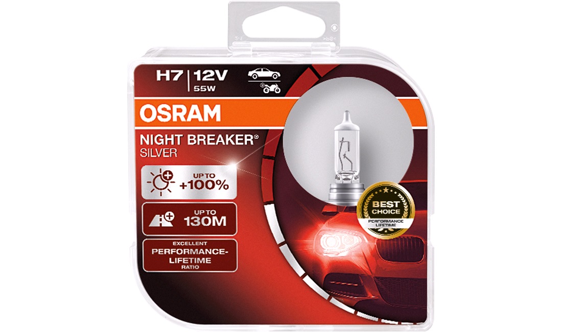 Pæresæt H7 Night Breaker Silver +100 - Osram