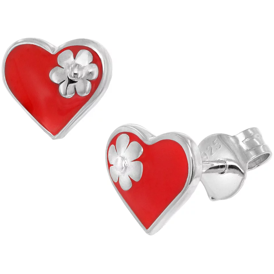 trendor Kinder Ohrringe Silber 925 HerzBlüte Ohrstecker silver