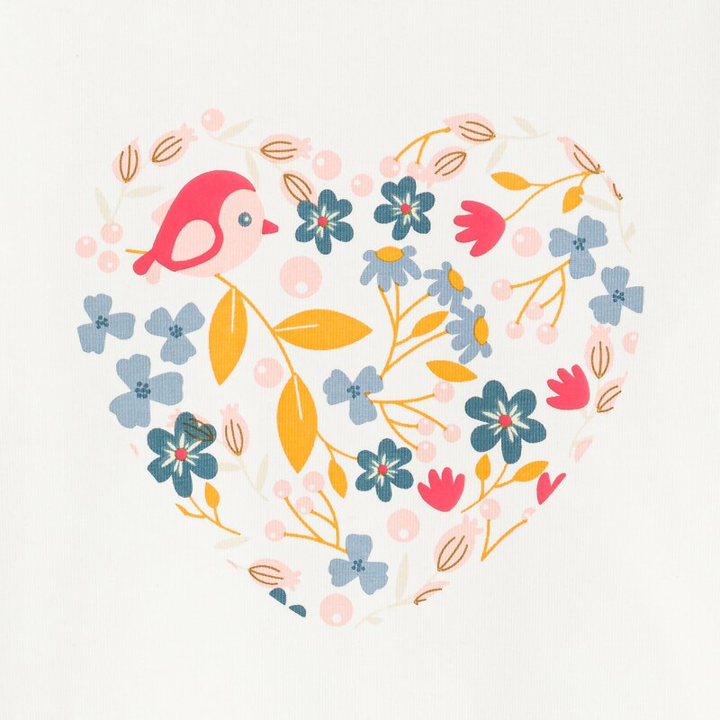 T-shirt cœur fleuri blanc bébé fille Blanc
