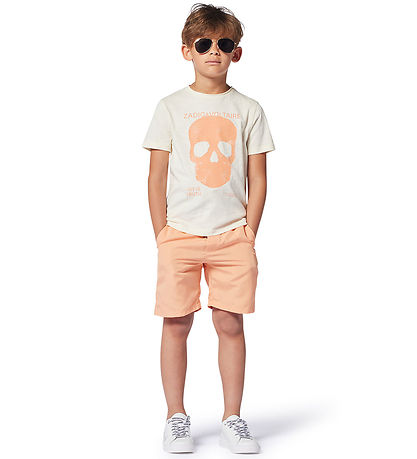 Zadig & Voltaire T-Shirt - Offwhite/Orange m. Totenkopf