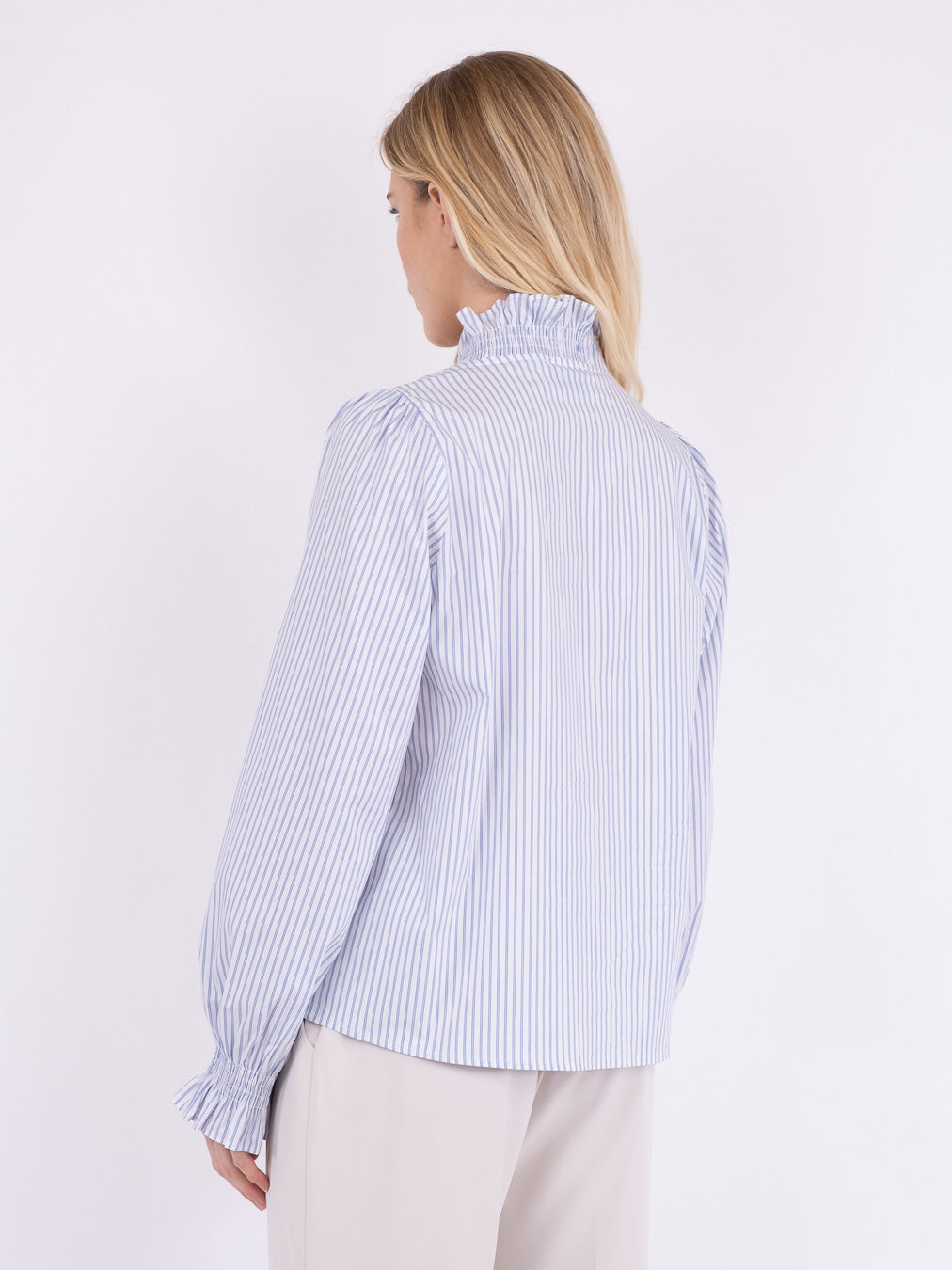 Neo Noir  Brielle Stripe skjorte - White/Light blue