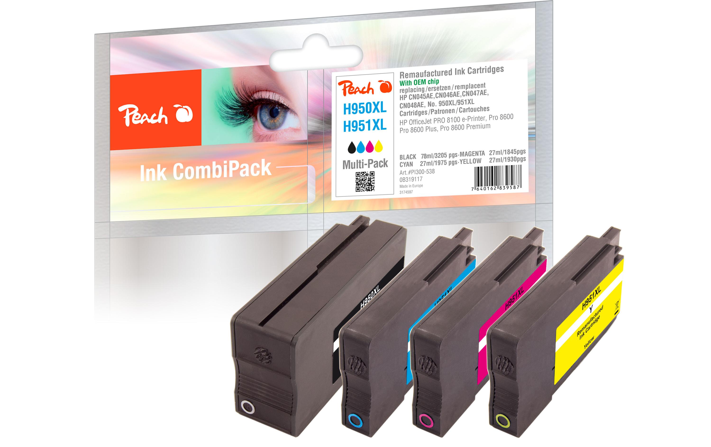 Tinte HP Nr. 950XL/951XL Multi-Pack BK, C, M, YDruckerpatrone: Schwarz, Cyan, Magenta, Gelb