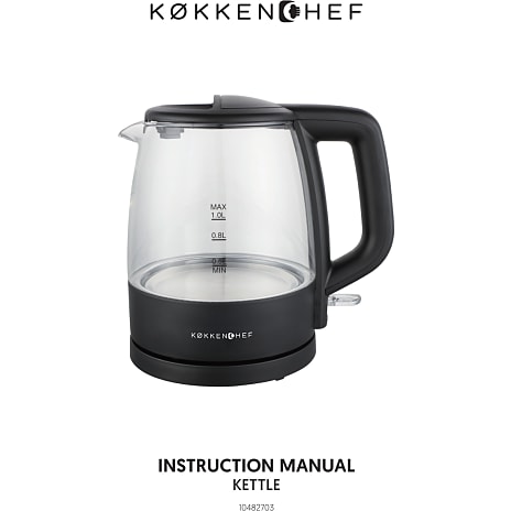 Køkkenchef elkedel 1 liter - glas