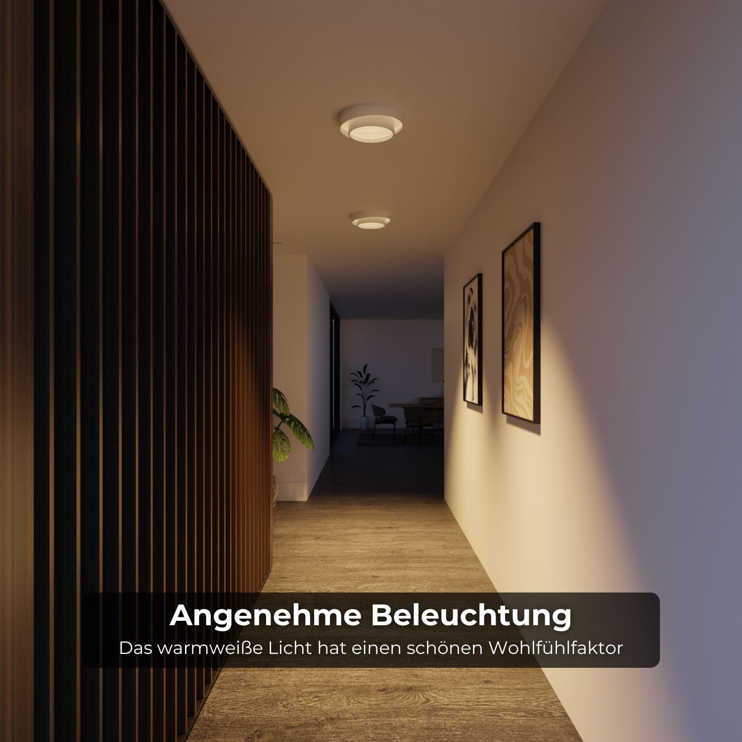 Deckenleuchte 'Aurelia' LED warmweiß 2700 K nicht dimmbar CRI 92 hohe Helligkeit 3420 Lumen Designerlampe modern Aluminium Deckenlampe (Weiß 50cm)