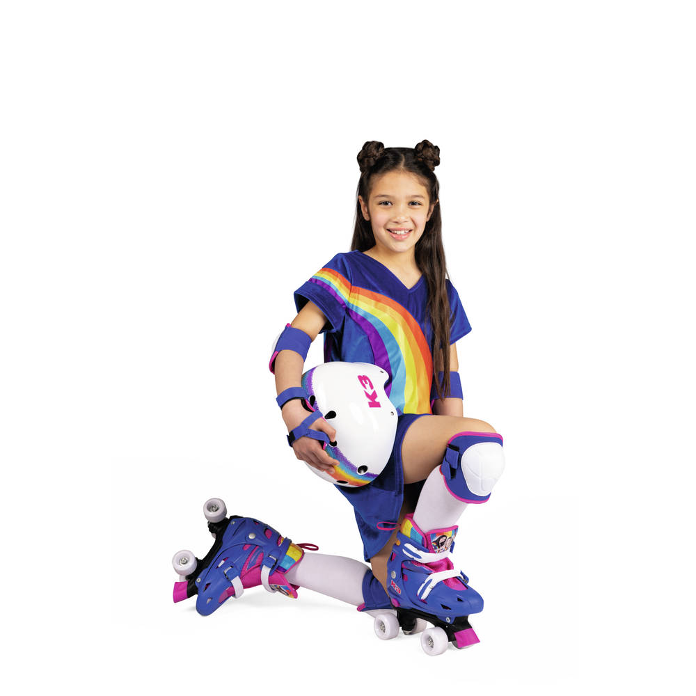K3 rolschaatsen regenboog - maat 34/37 - donkerblauw
