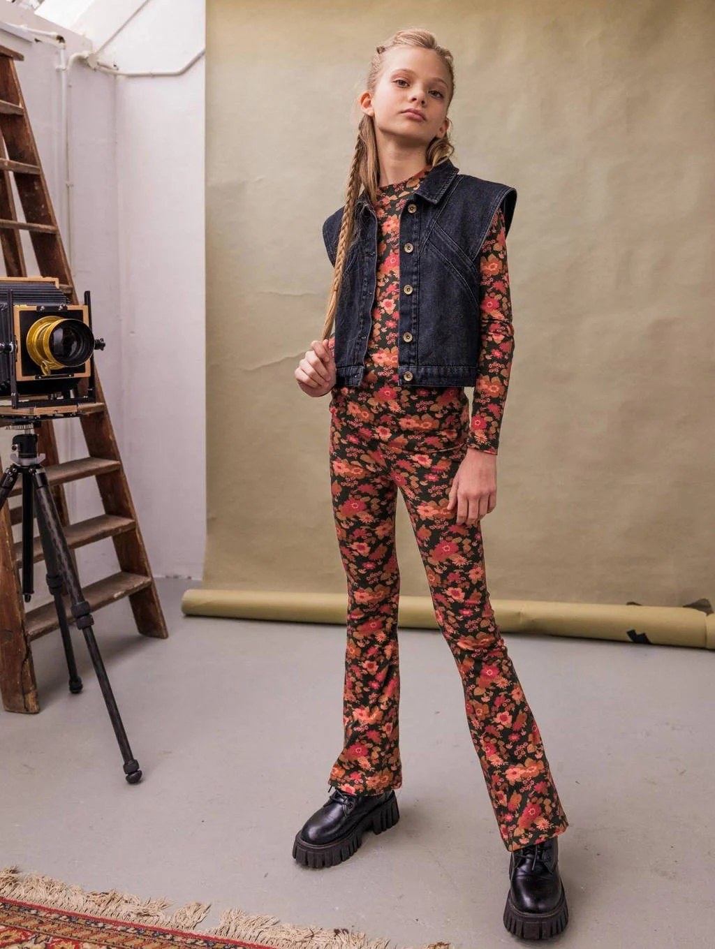 gebloemde longsleeve SAMMY rood/zwart