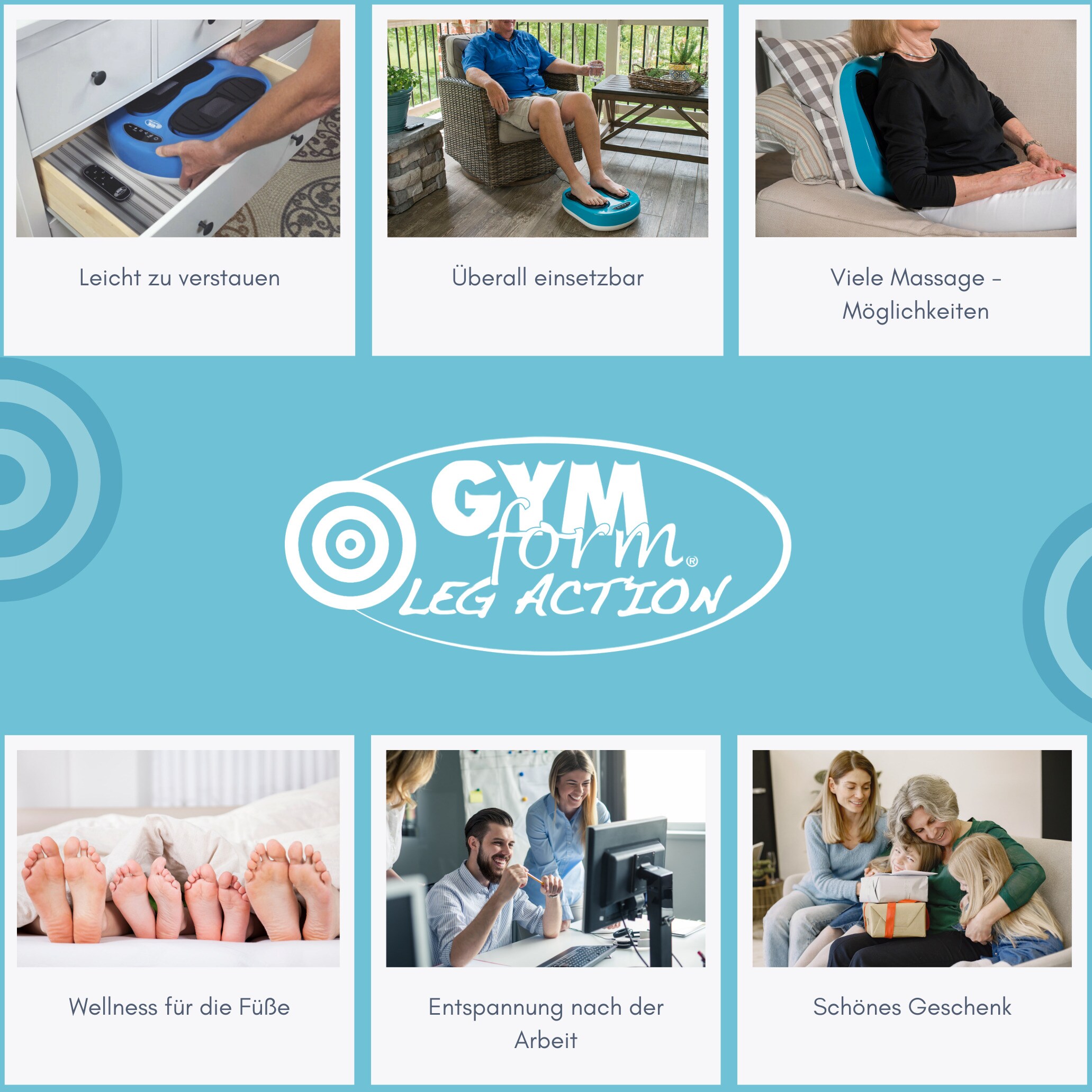 Gymform® Shiatsu Fußmassagegerät und Beinmassagegerät Leg Action