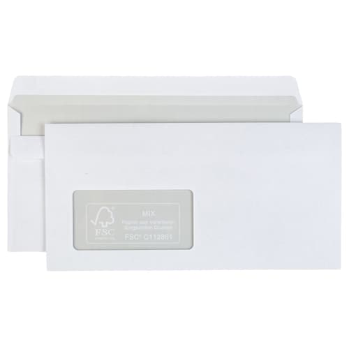 Idena Briefumschläge 75g/m² selbstklebend mit Fenster weiß DIN lang 25 Stück