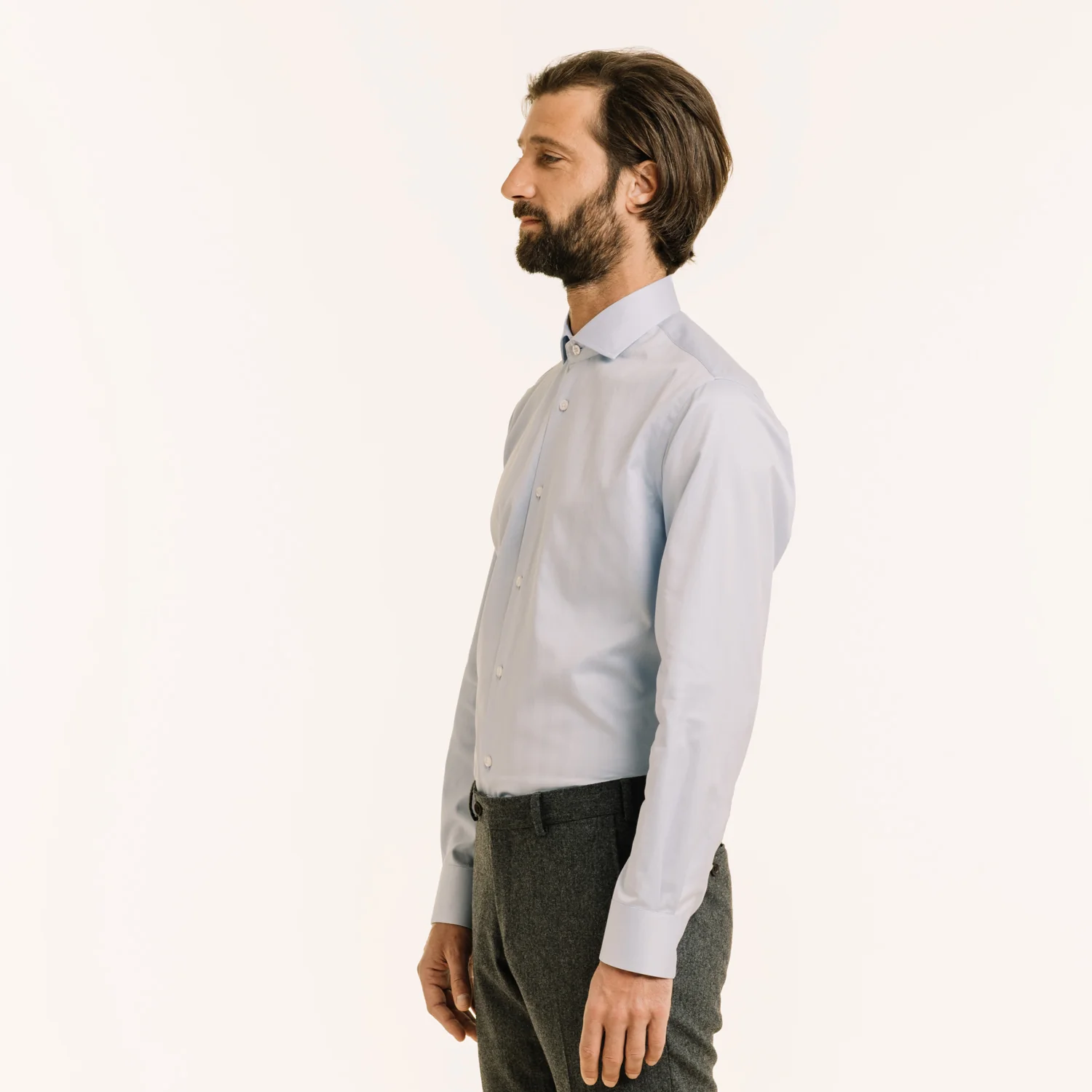 Blue double-twisted chevron fitted shirt