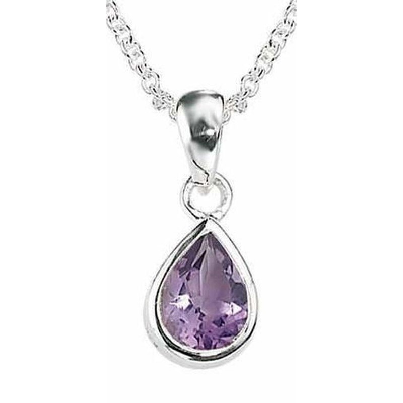 Collier améthyste -  Chaine en argent 925 de 51cm - Pendentif en argent 925/1000
