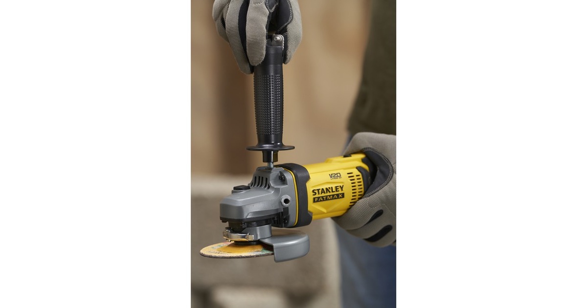 StanleyFATMAX V20 18V 125 mm Haakse slijper  (Geel/zwart, Accu en oplader niet inbegrepen )