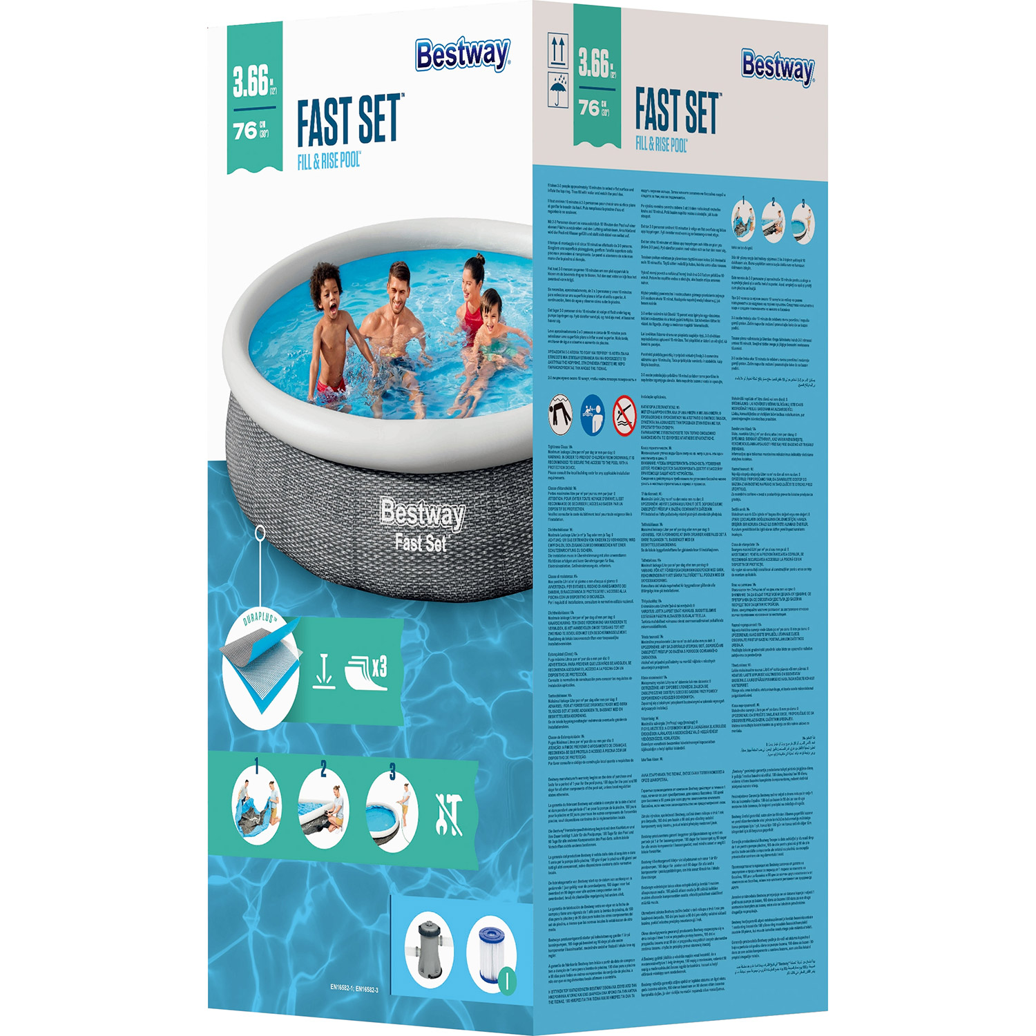 Bestway Fast Set Rotan zwembad set met filterpomp