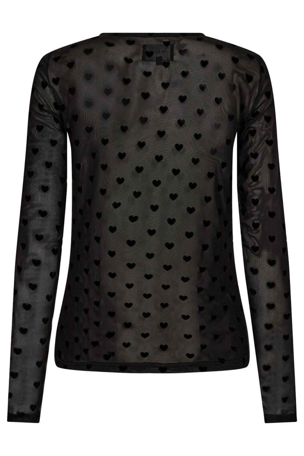 Liberte Mesh-Ls-Tshirt black flock heart