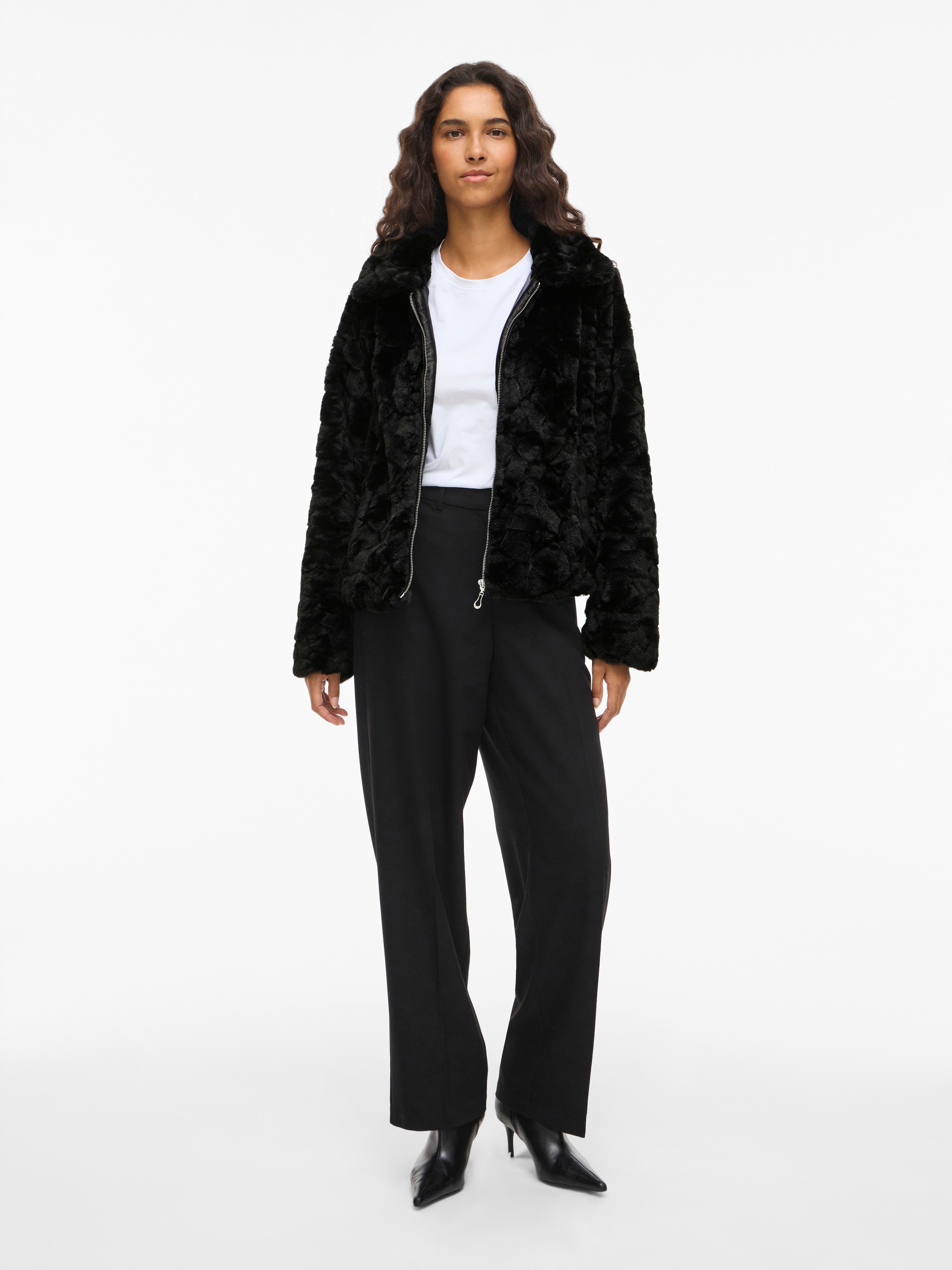 Vila Fellimitatjacke »VIDORTE L/S JACKET/PB« ohne Kapuze