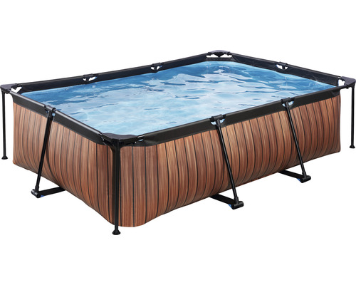 EXIT WoodPool rechthoekige opzetzwembadset 300x200x65 cm inclusief patroonfiltersysteem, houtlook