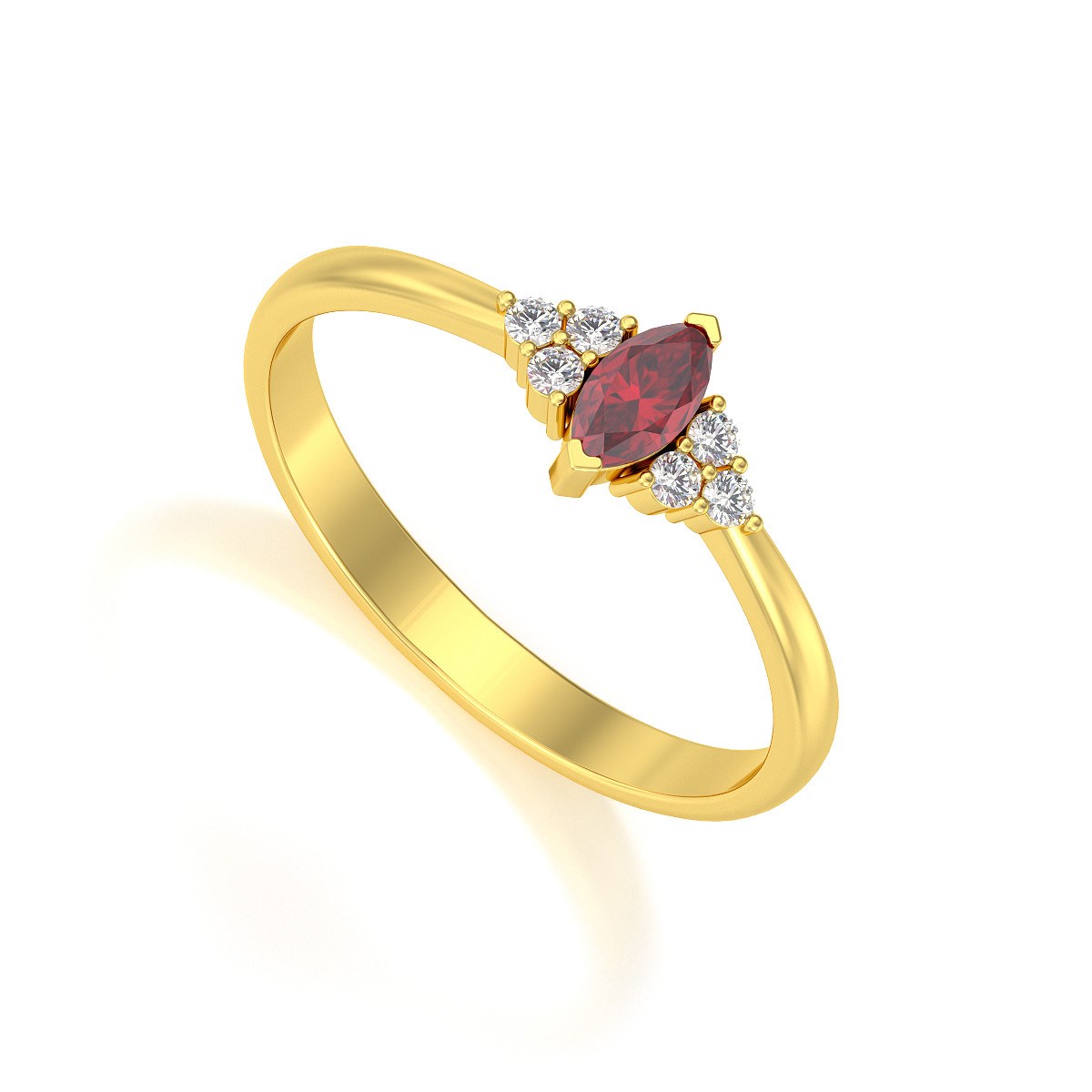 Bague ADEN Or 585 Jaune Rubis et diamants 2.1grs
