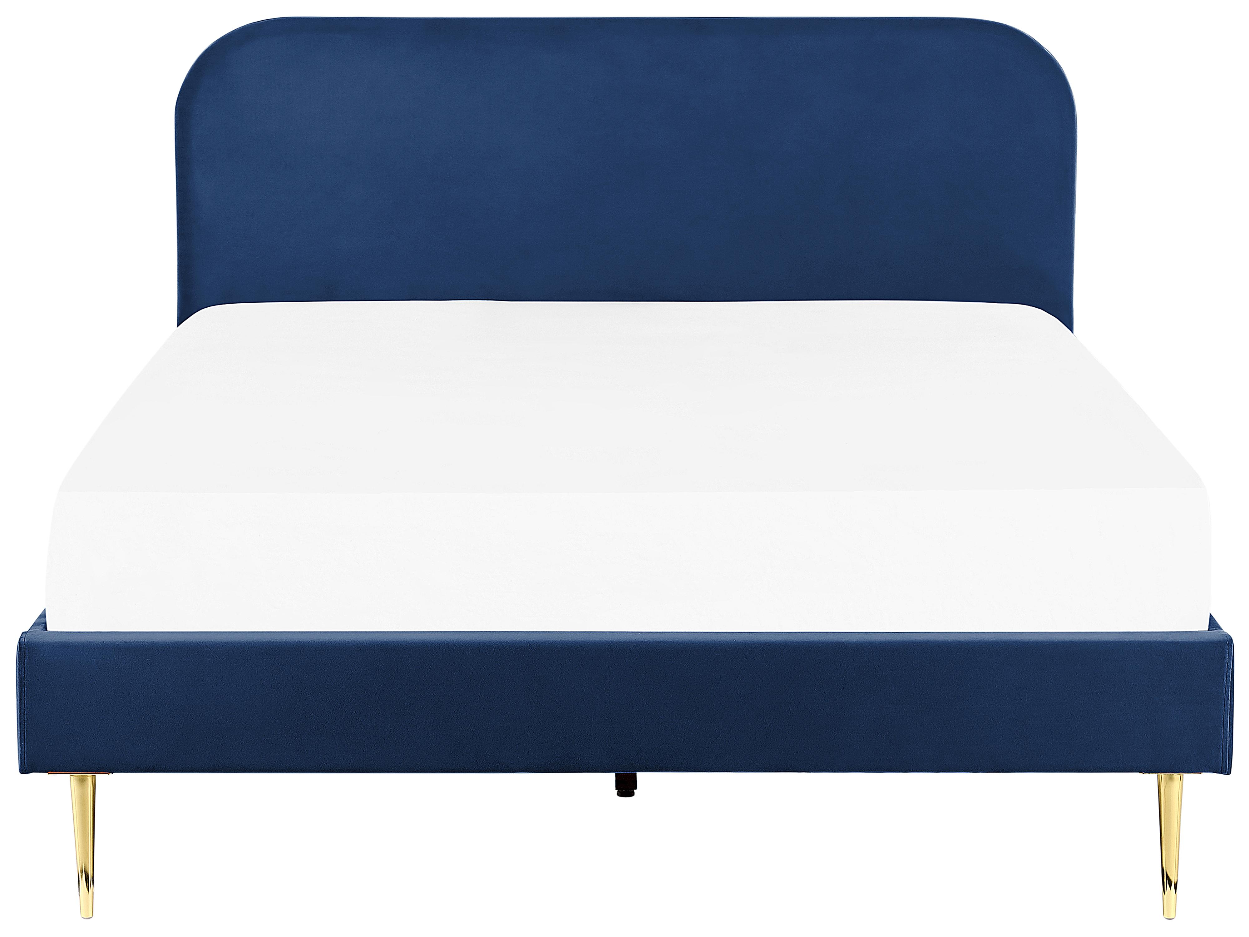Bed Fluweel FLAYAT 180 x 200 cm Marineblauw