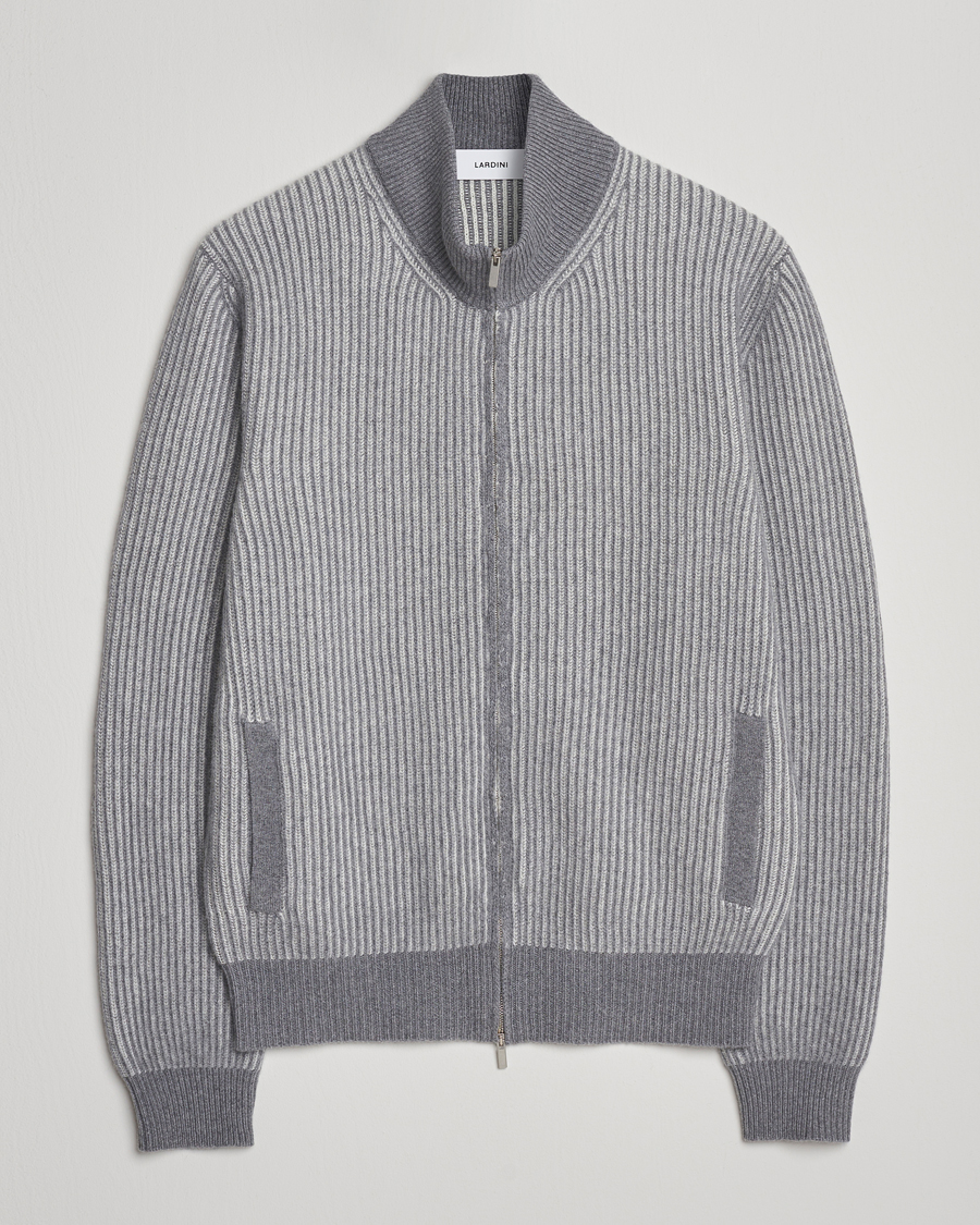 Lardini Wool/Cashmere Knitted Full Zip Grey