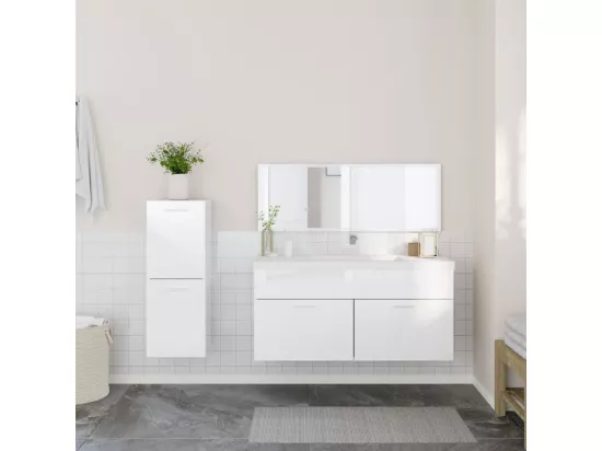 Ensemble de meubles de salle de bain 3 pcs blanc brillant