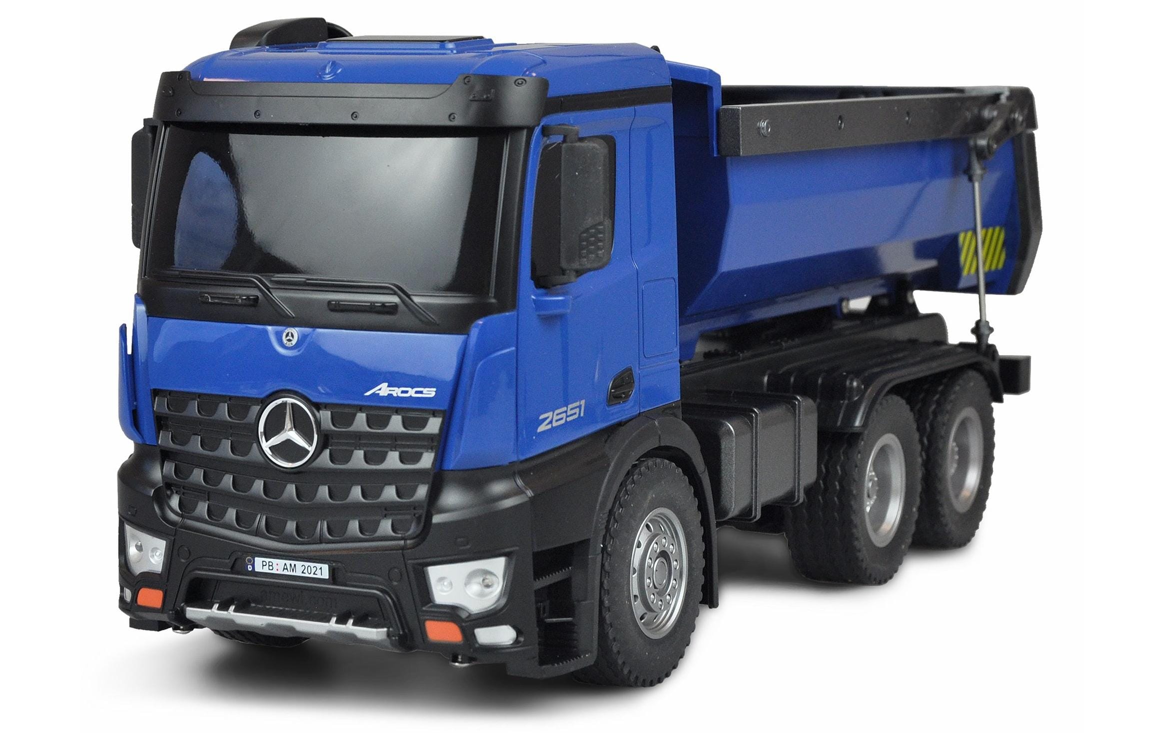 Lastwagen Mercedes-Benz Arocs 6x4, Blau 1:18, RTR<br>Detailliertes Lastwagen Modell mit Kipper und LED Beleuchtung