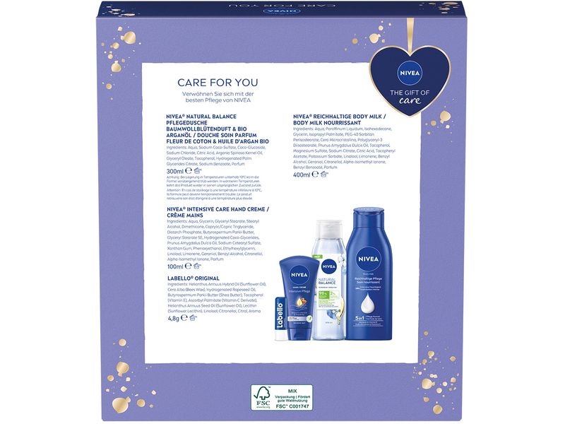 NIVEA Geschenkset Care for you 4-teilig Geschenkset sorgt für einzigartige Pflegemomente und einen erholten Start in den Tag