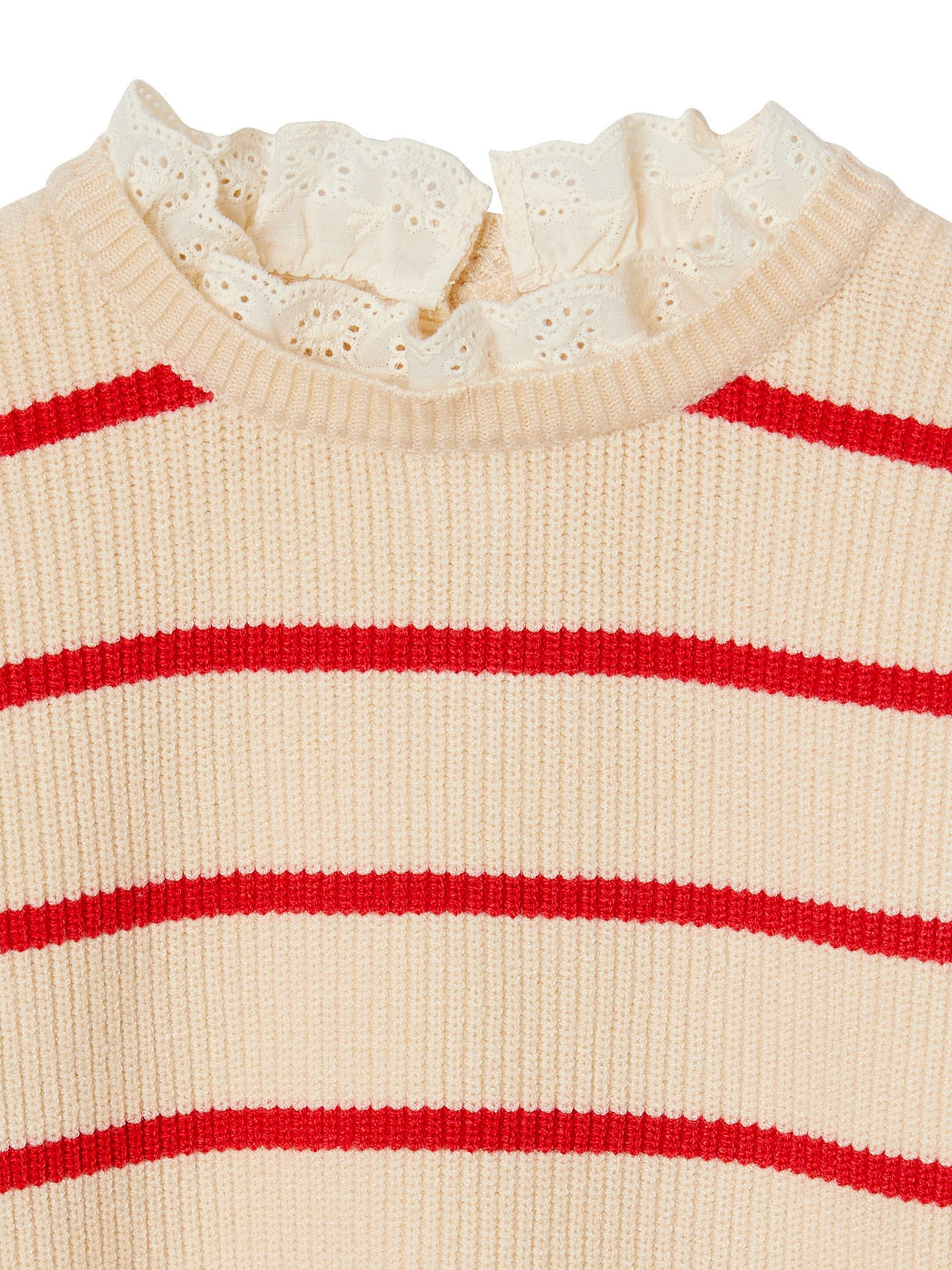 Vertbaudet Mädchen Pullover mit Volantkragen, Capsule Collection MAMA, TOCHTER & BABY rot