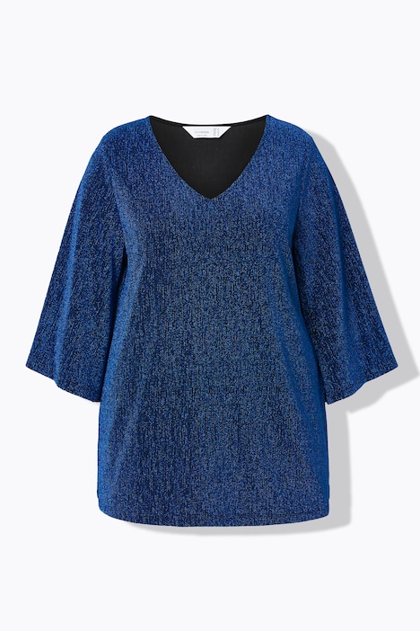T-Shirt, A-Linie, Glitzer-Effekt, 3/4-Ärmel