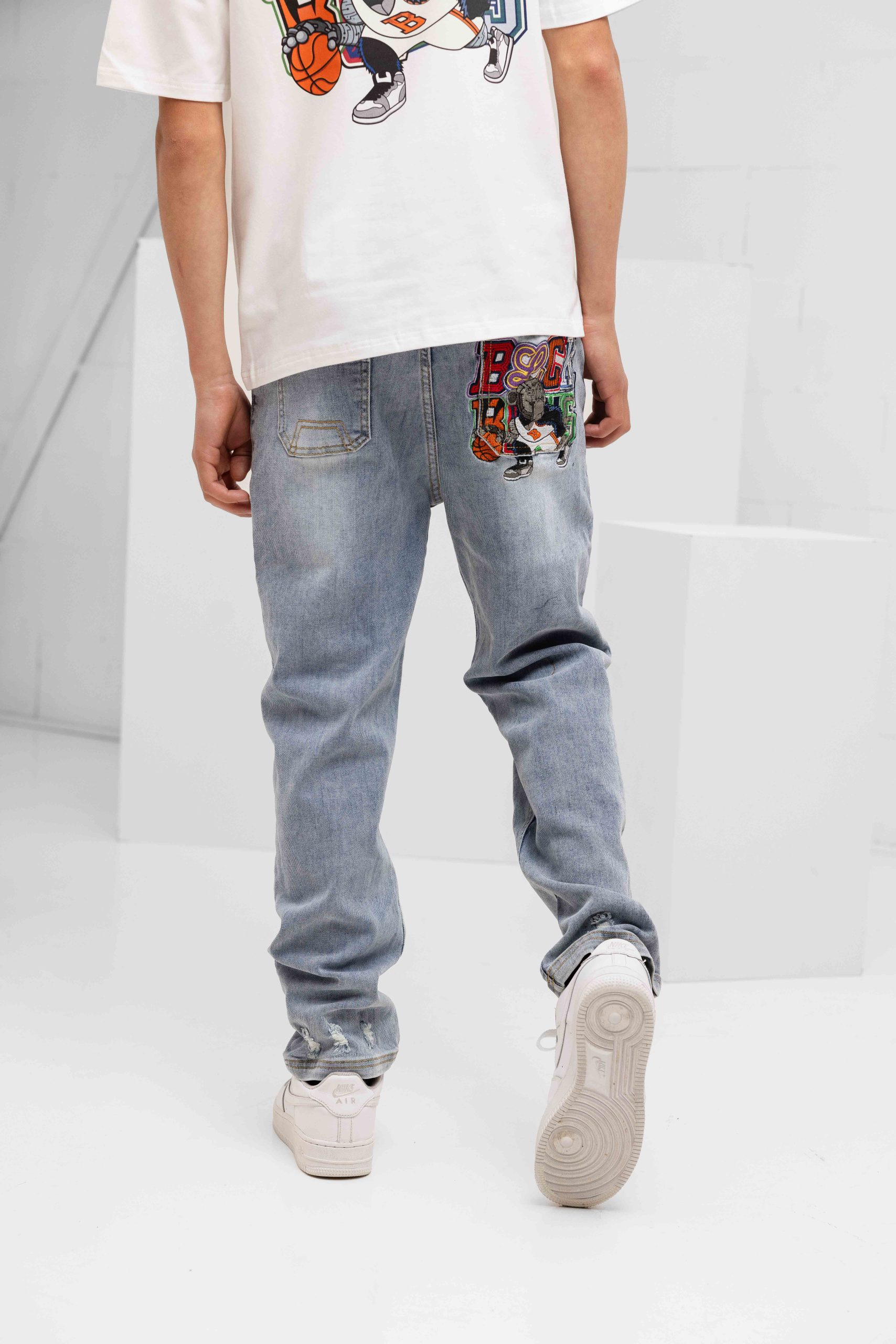 Black Bananas Dribble Straight Fit Denim Jeans Kids Lichtblauw