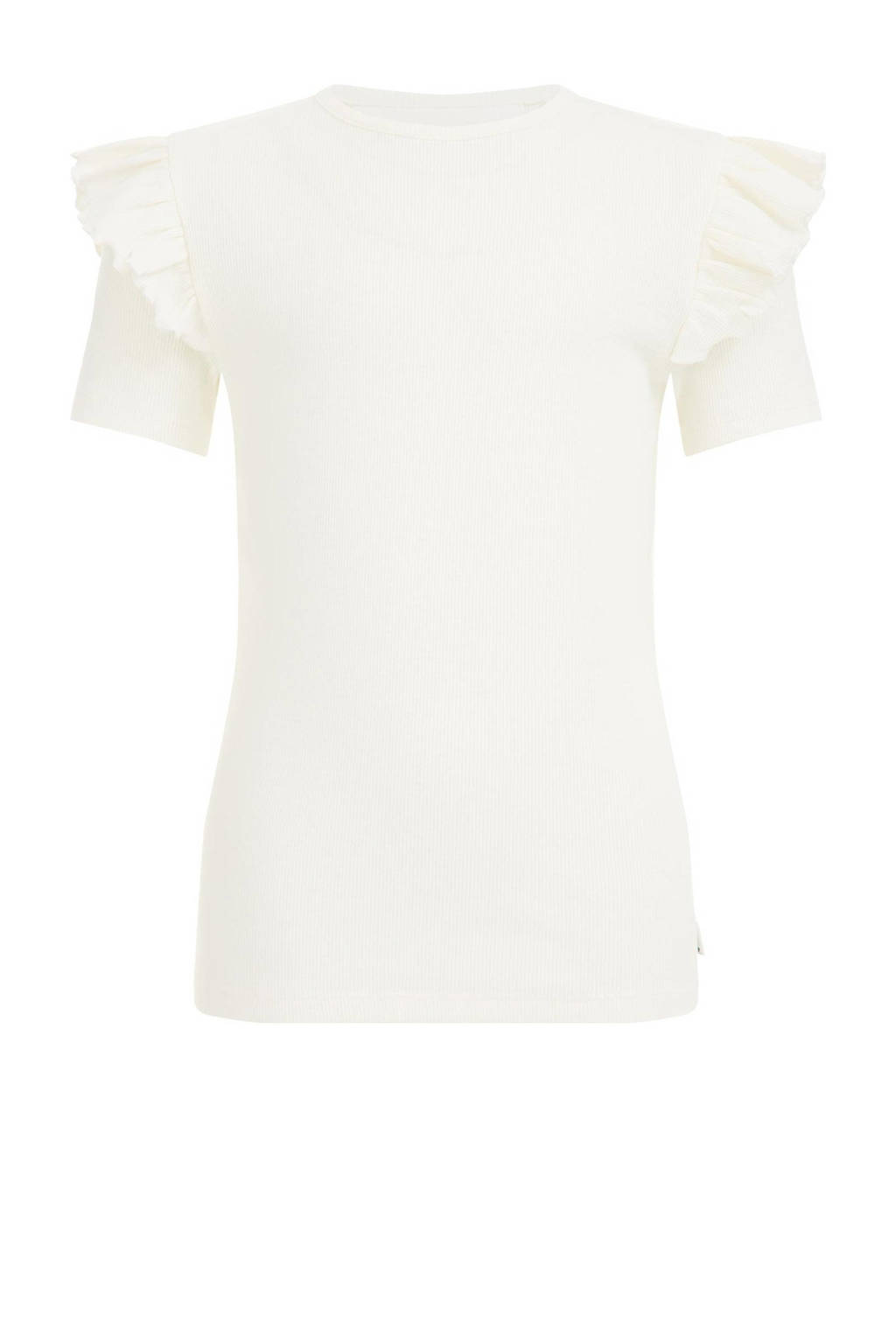 WE Fashion T-shirt met ruches wit