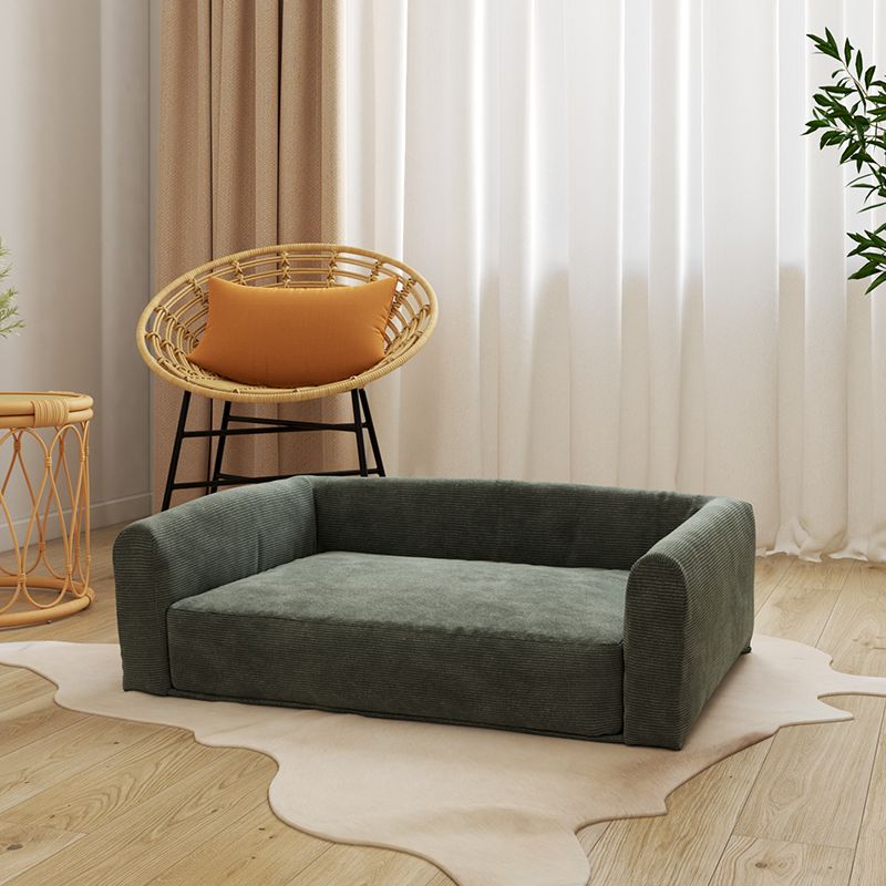 Panier pour chien leonard en tissu velours côtelé vert taille l