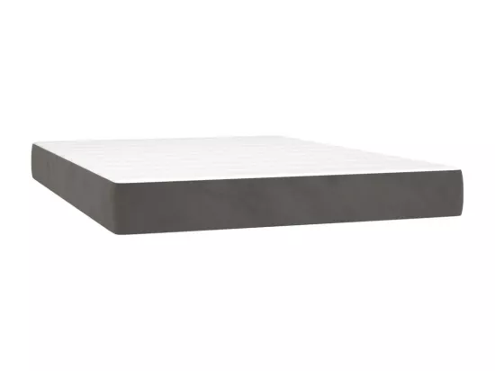 Sommier tapissier matelas et LED Gris foncé 140x190 cm Velours