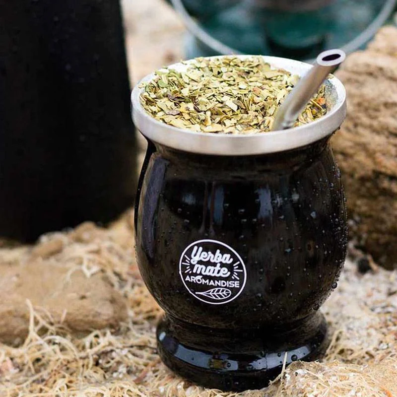 Tasse noire et bombilla à maté - 230 ml Aromandise