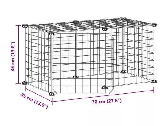 Cage animaux de compagnie à 8 panneaux et porte Noir 35x35 cm